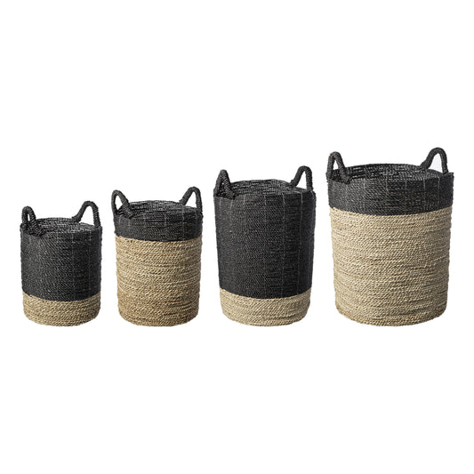 BASKET LAUNDRY SET*4 BLACK/NATURAL