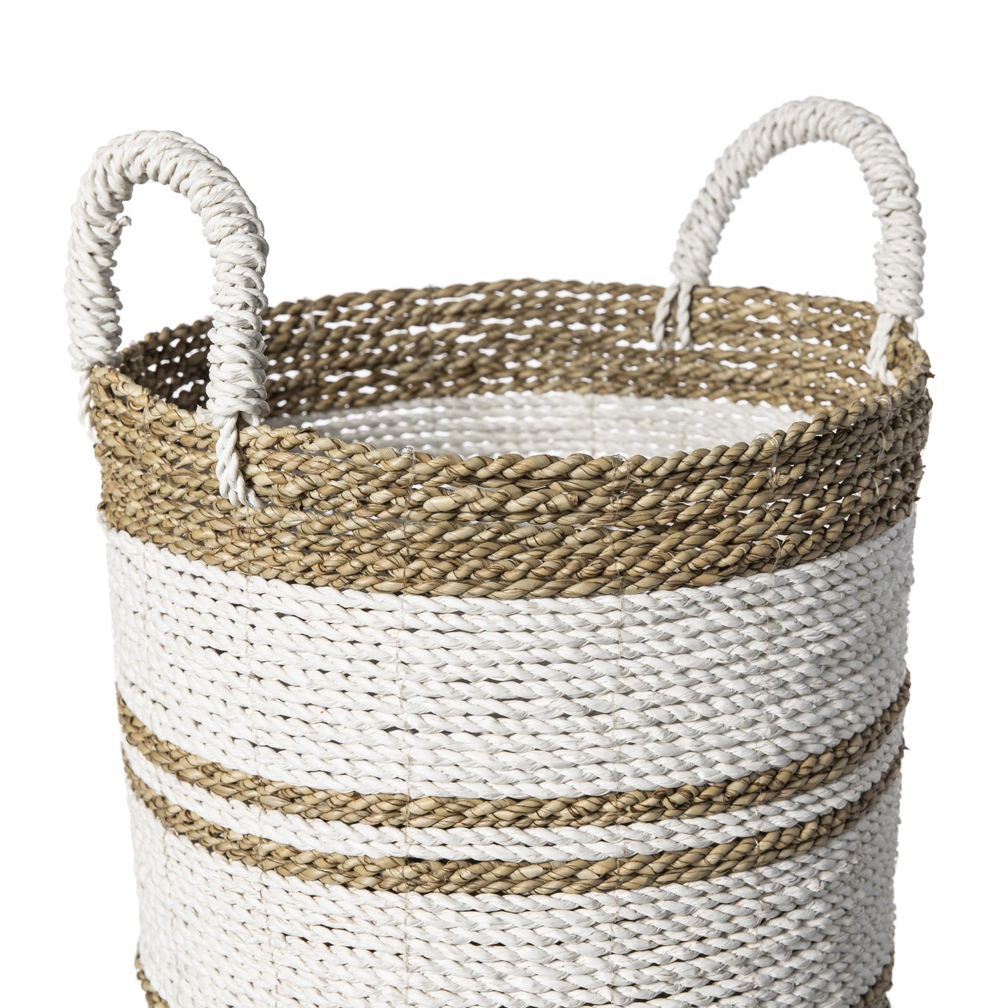 BASKET LAUNDRY SET*3 NAT/WHITE STRIPES