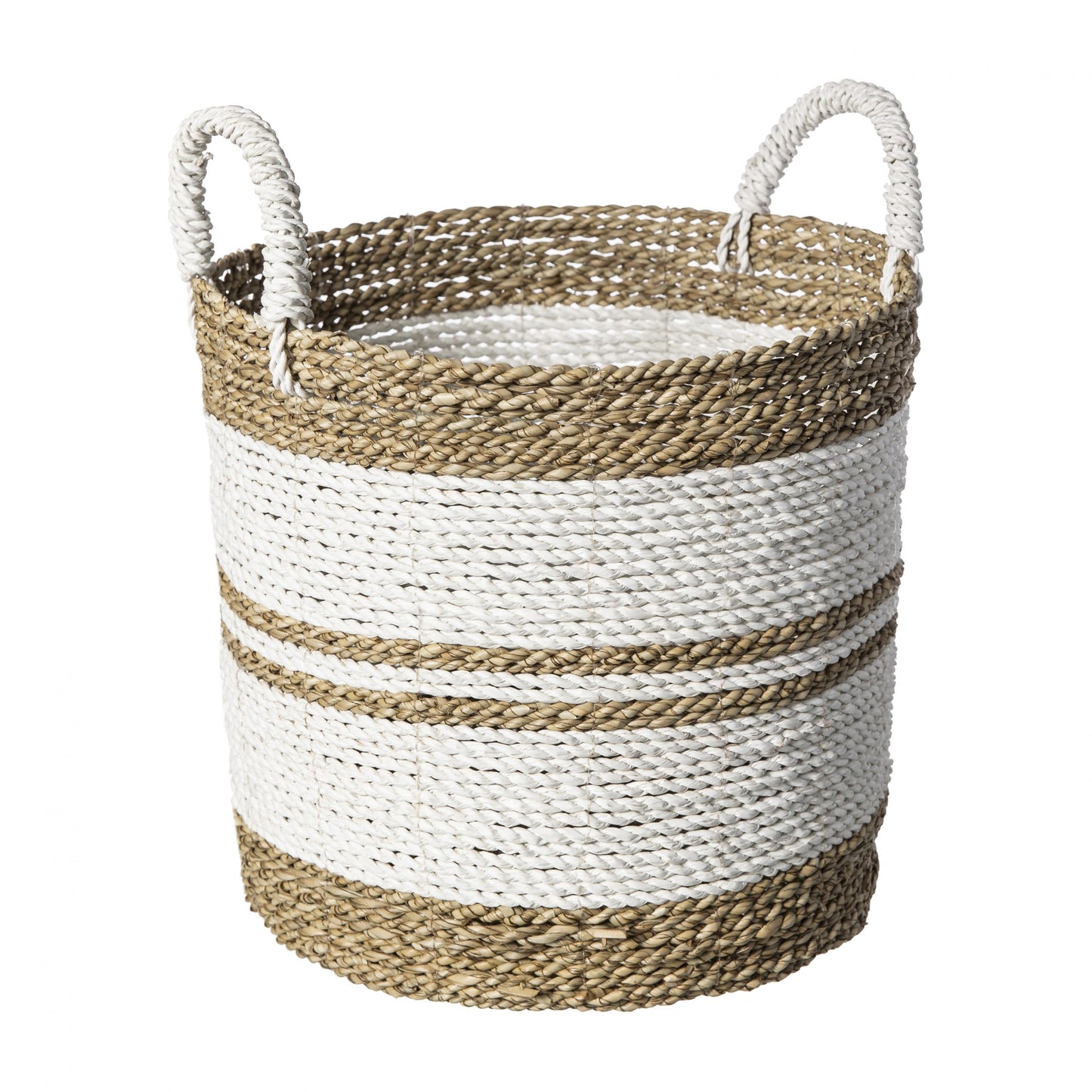 BASKET LAUNDRY SET*3 NAT/WHITE STRIPES