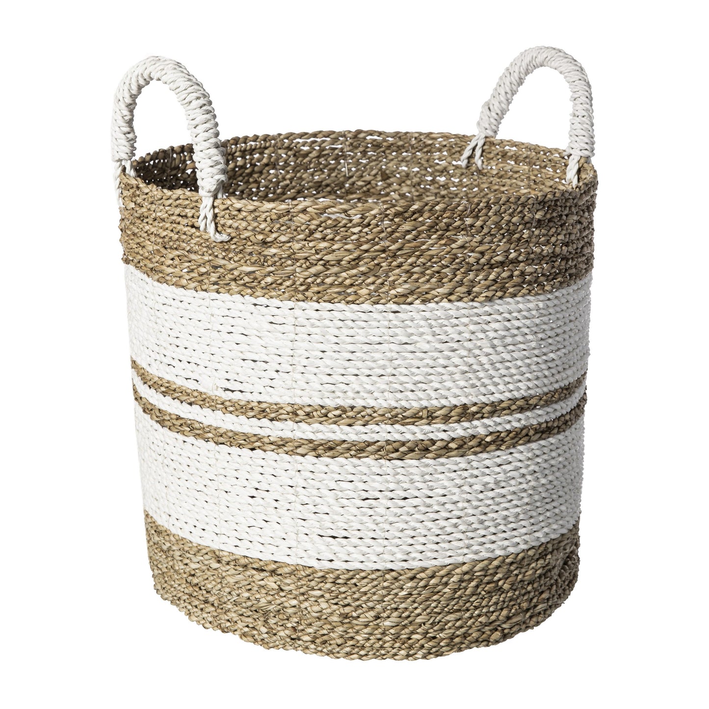 BASKET LAUNDRY SET*3 NAT/WHITE STRIPES