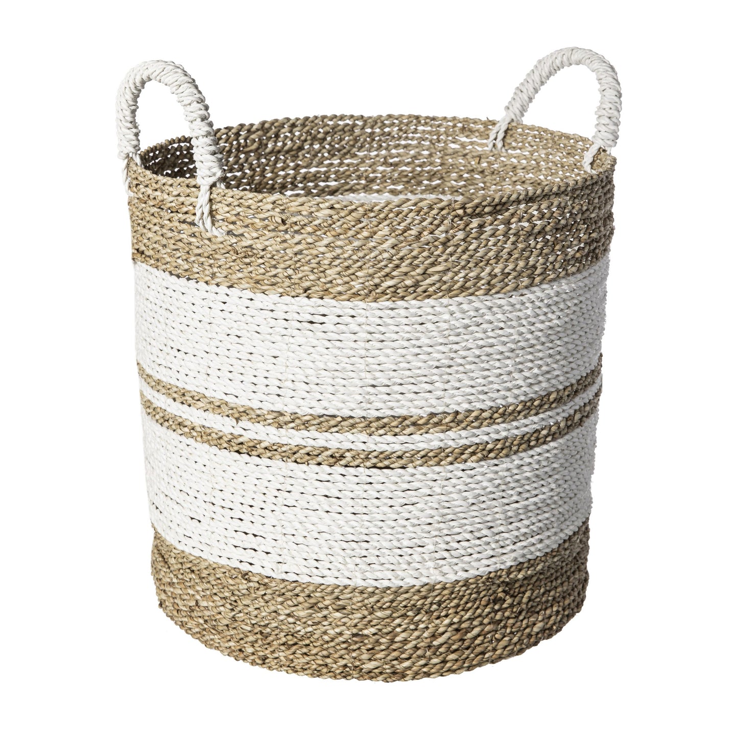 BASKET LAUNDRY SET*3 NAT/WHITE STRIPES