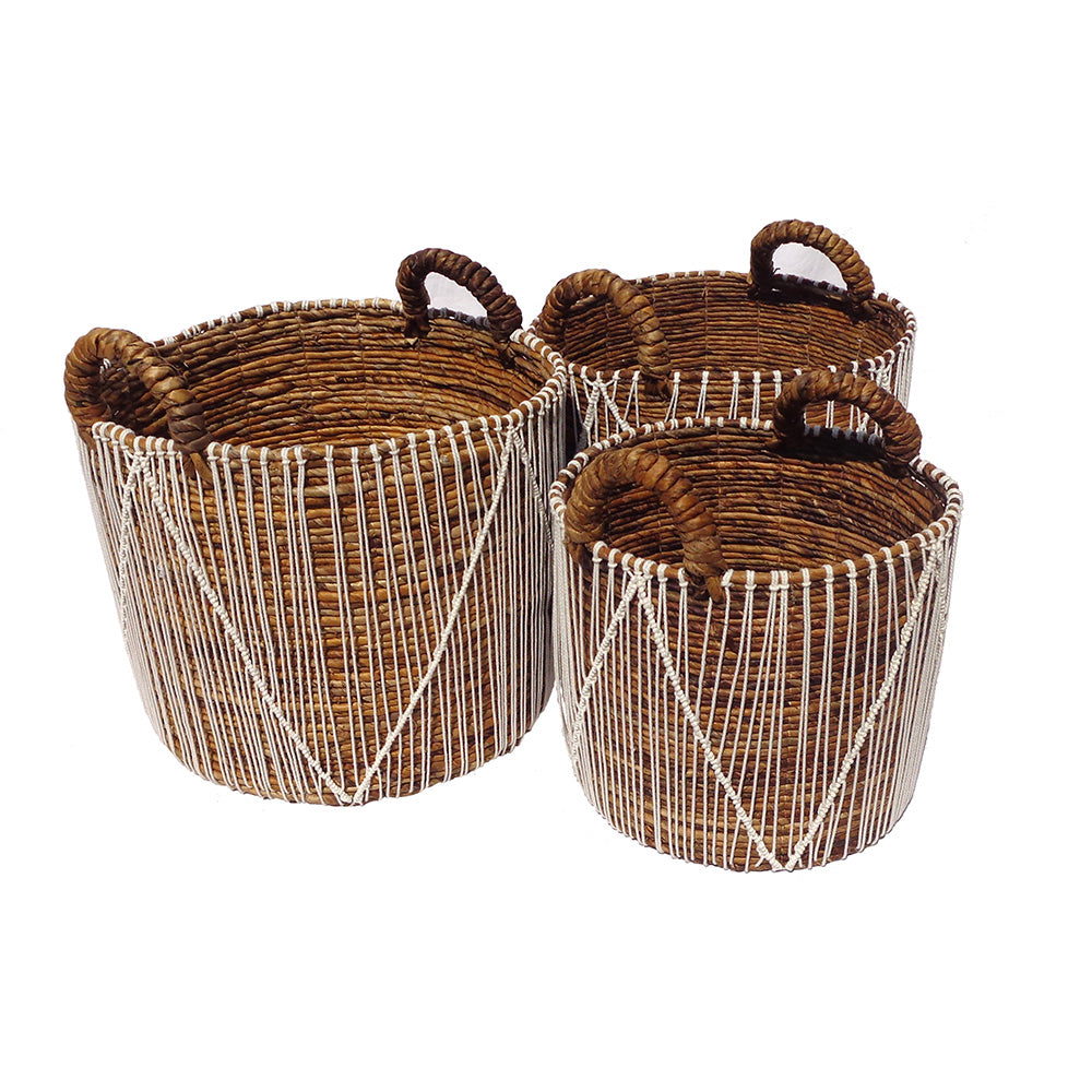 BANANA BASKET MACRAME STRIPE SET*3