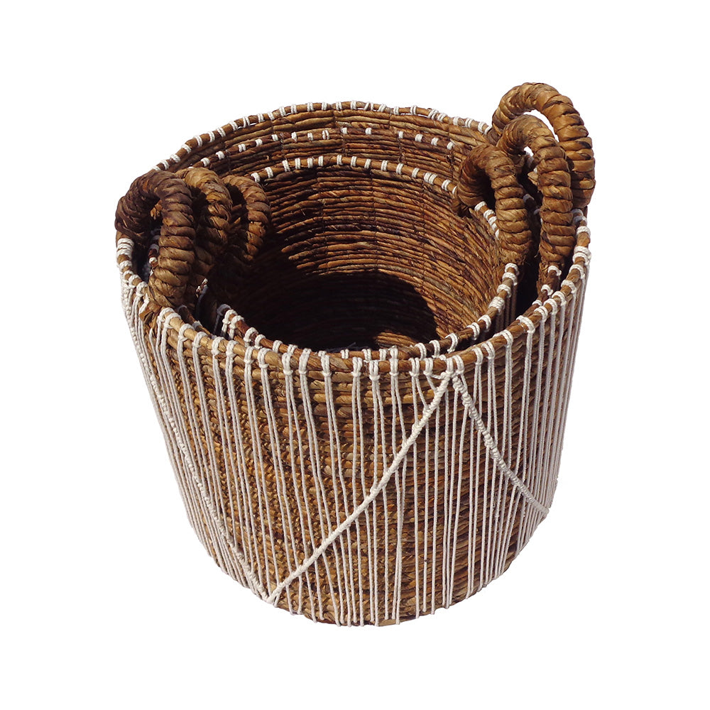 BANANA BASKET MACRAME STRIPE SET*3