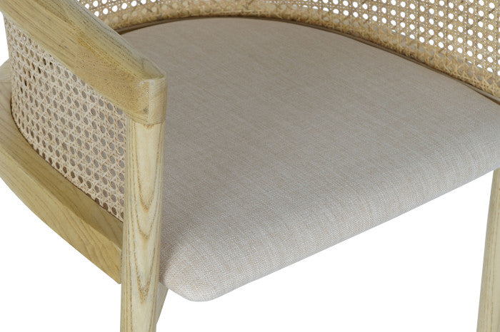 ELM RATTAN LINEN CHAIR