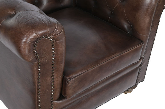 CAPITON LEATHER ARMCHAIR DARK BROWN