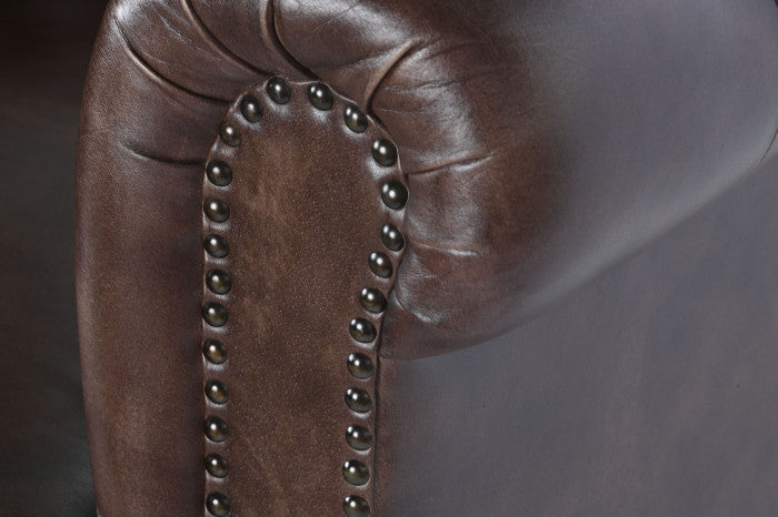 CAPITON LEATHER ARMCHAIR DARK BROWN