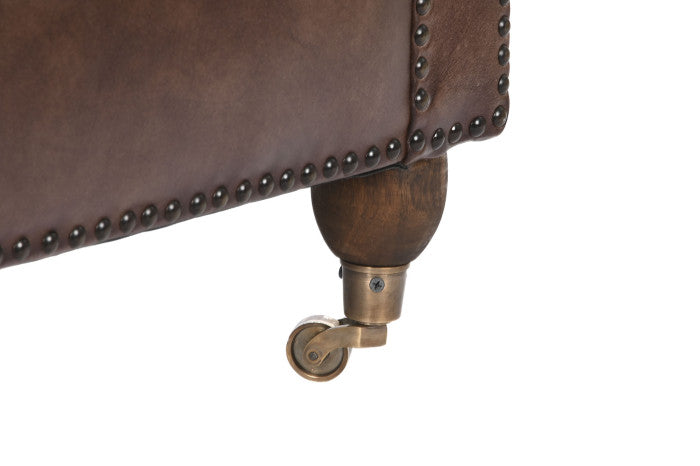 CAPITON LEATHER ARMCHAIR DARK BROWN