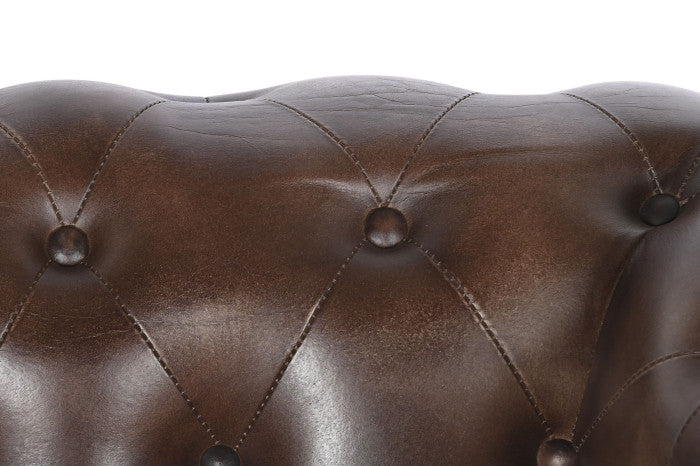 CAPITON LEATHER ARMCHAIR DARK BROWN