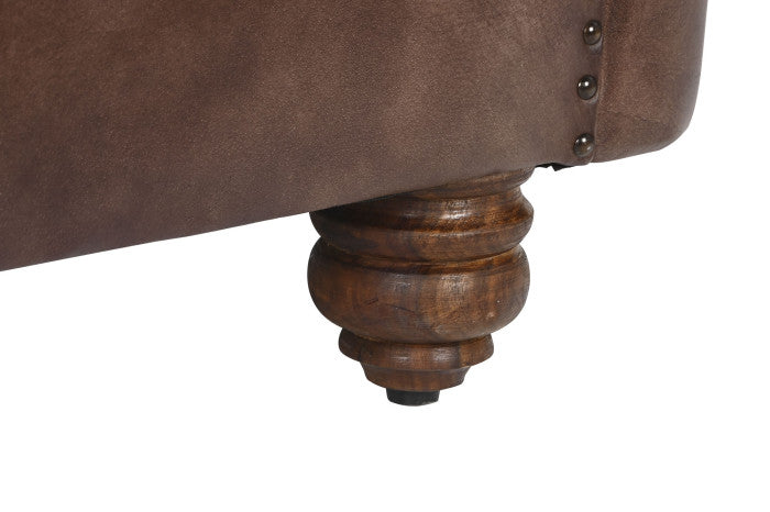 CAPITON LEATHER ARMCHAIR DARK BROWN