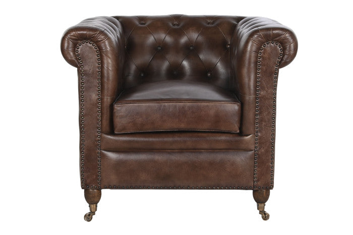 CAPITON LEATHER ARMCHAIR DARK BROWN