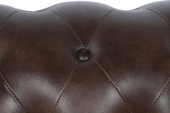 CAPITON LEATHER SOFA DARK BROWN 148cm