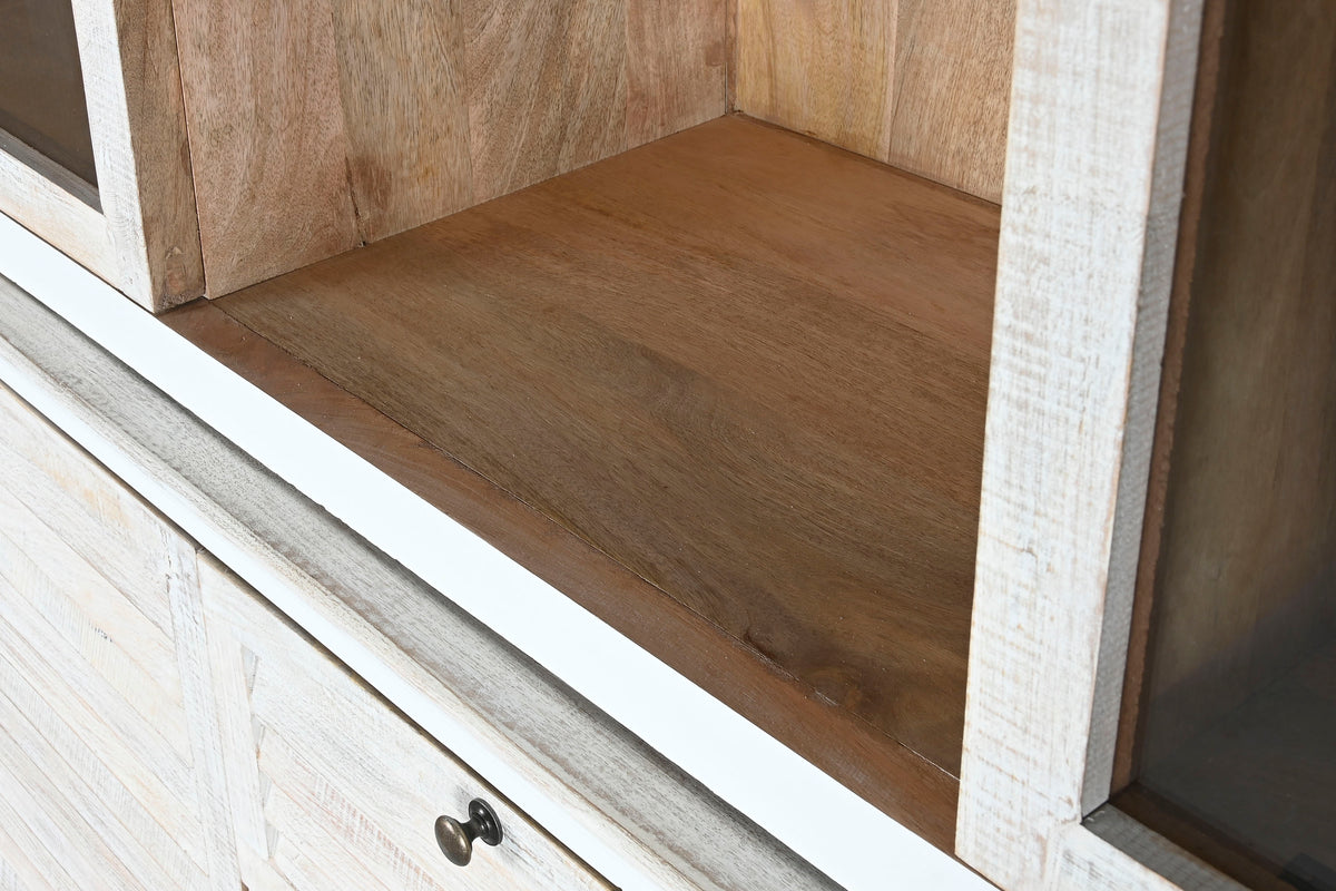 MANGO WOOD SHOWCASE IN WHITE COLOR 180cm