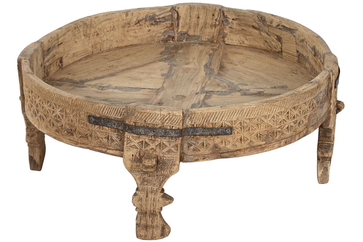 ROUND SOLID WOOD CARVED TABLE 76cm