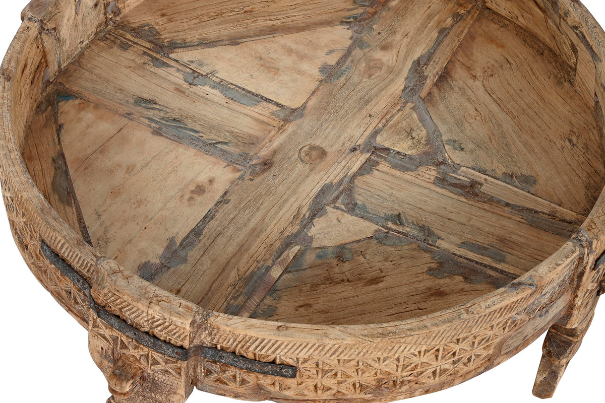 ROUND SOLID WOOD CARVED TABLE 76cm