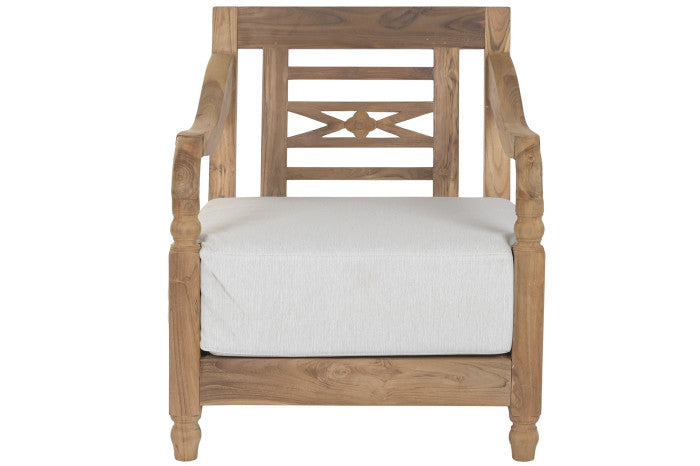 TEAK WOOD ARMCHAIR WITH CUSHION