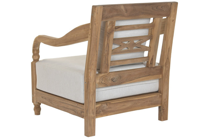 TEAK WOOD ARMCHAIR WITH CUSHION
