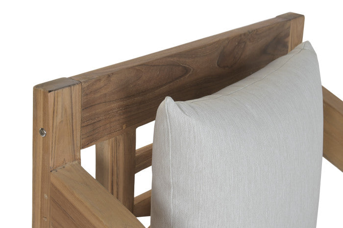 TEAK WOOD ARMCHAIR WITH CUSHION