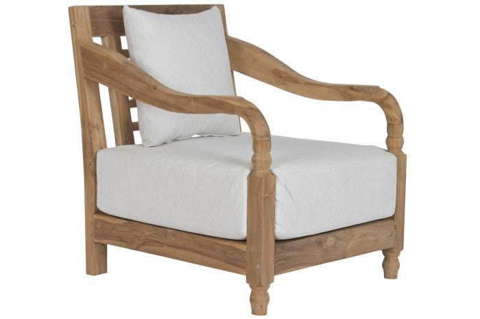TEAK WOOD ARMCHAIR WITH CUSHION