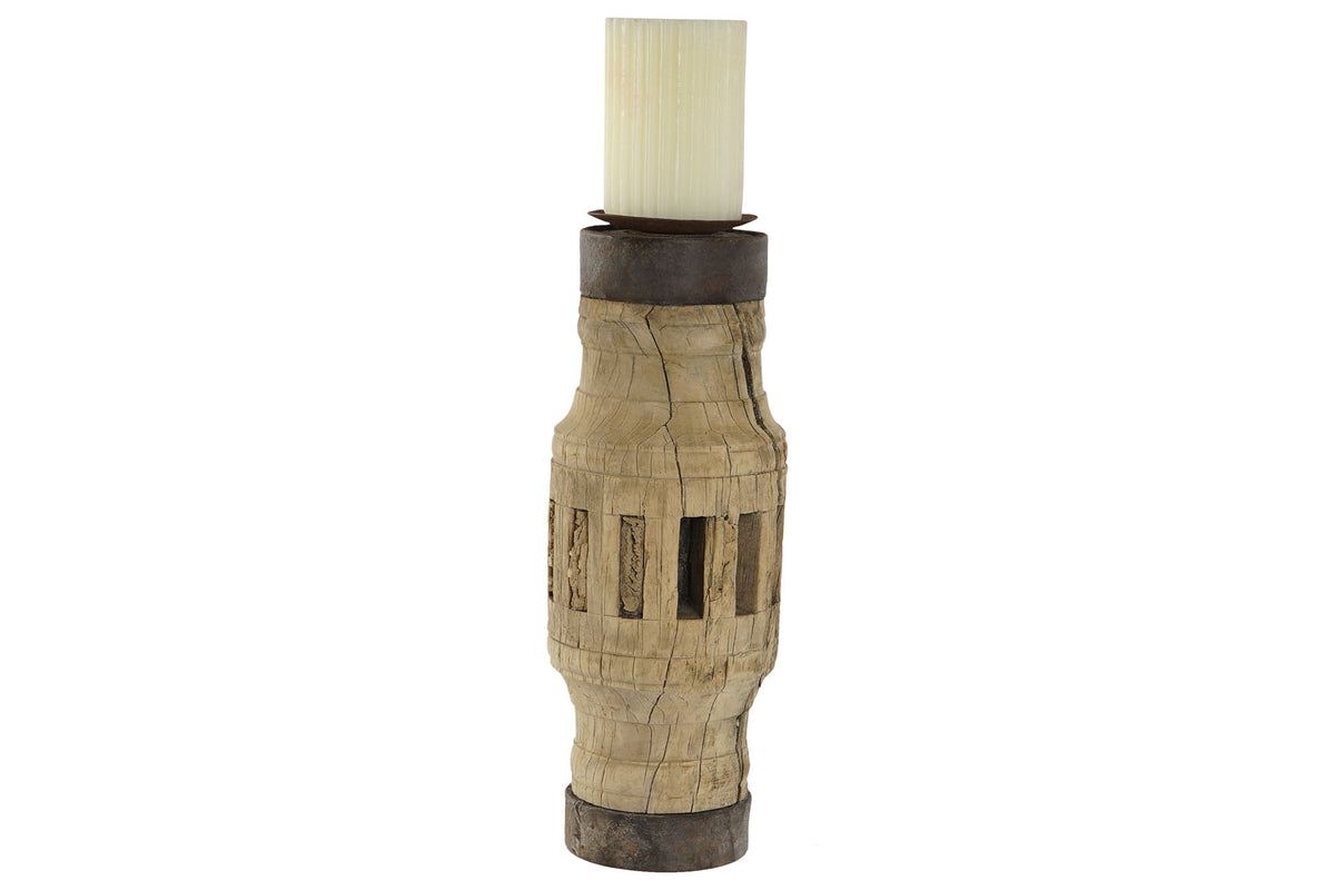 ANTIQUE TEAK WOOD CANDAL HOLDER 30cm