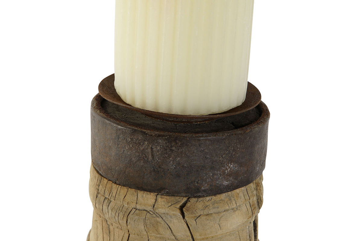 ANTIQUE TEAK WOOD CANDAL HOLDER 30cm