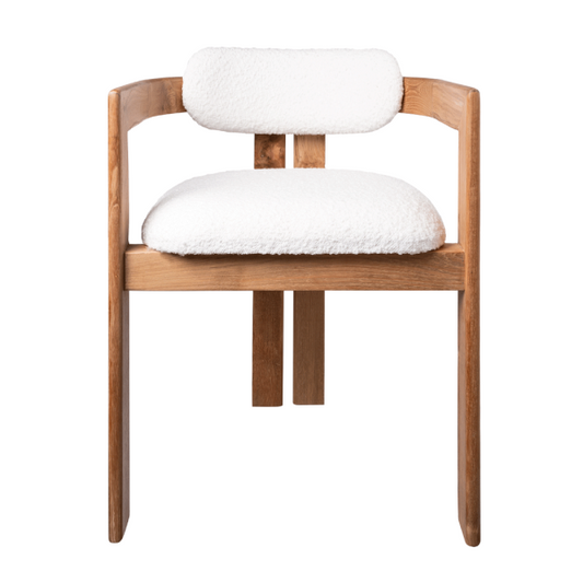 Бял стол от тиково дърво с букле