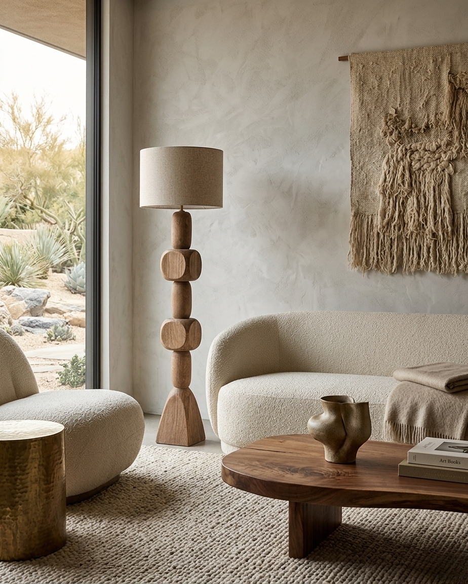 ПОДОВА ЛАМПА ОТ МАНГОВО ДЪРВО/ЛЕН