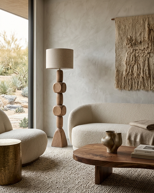 ПОДОВА ЛАМПА ОТ МАНГОВО ДЪРВО/ЛЕН