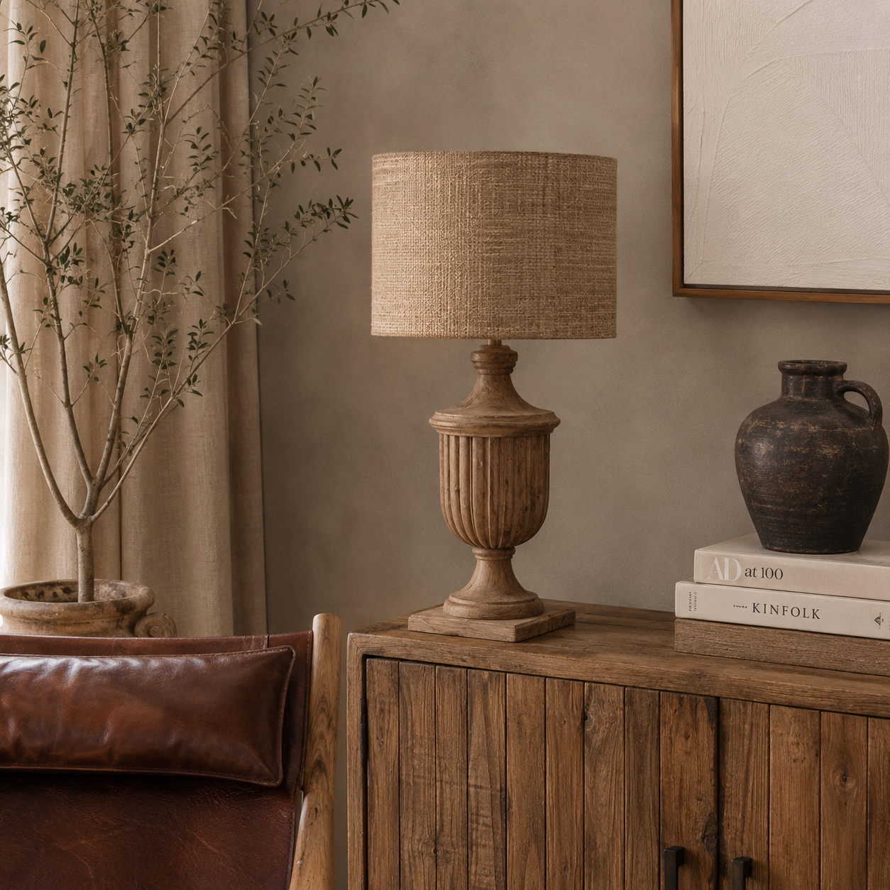 BOHO TABLE WOOD LAMP 86cm