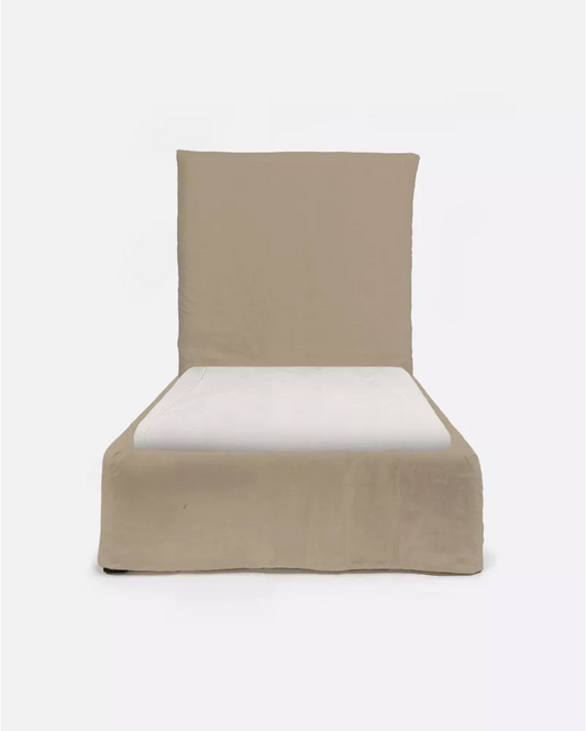 SINGLE LINEN BED IN NATURAL COLOR