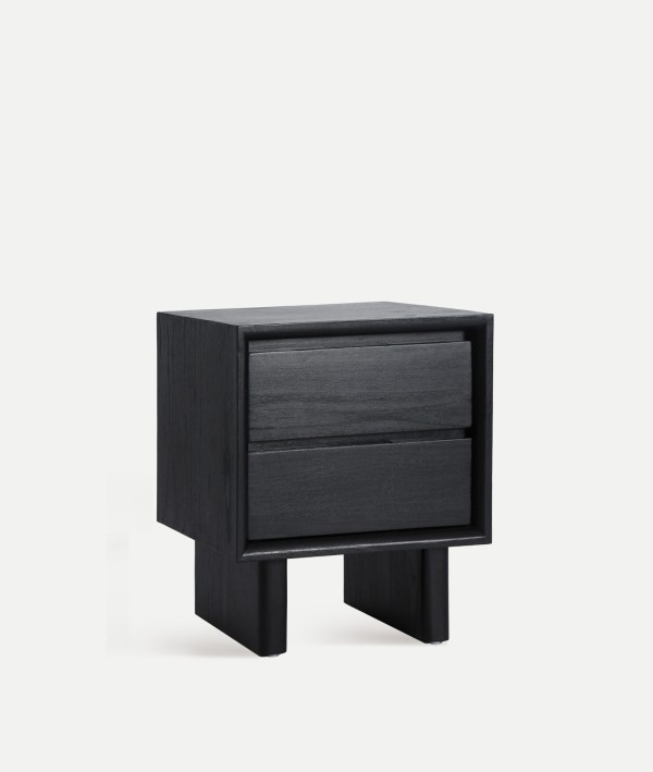 Нощно шкафче DEMMIN от черно дърво