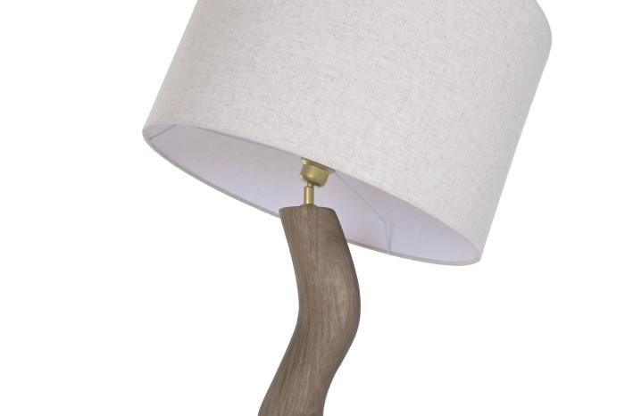 MANGO WOOD/LINEN FLOOR  LAMP