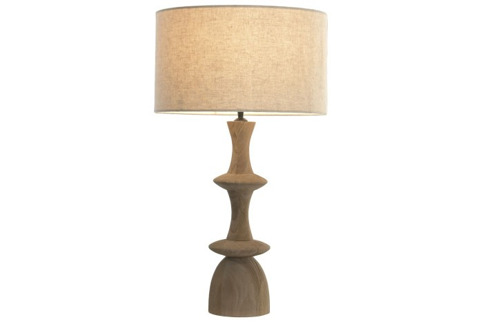 MANGO WOOD AND LINEN TABLE LAMP