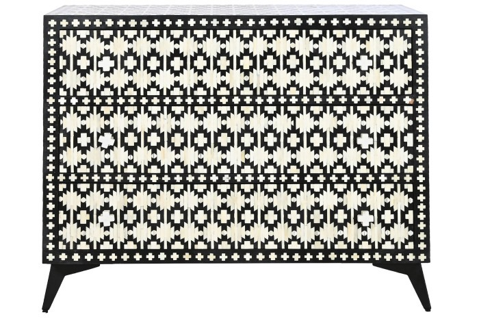 MONOCHROME MOSAIC BONE 3-DRAWER DRESSER