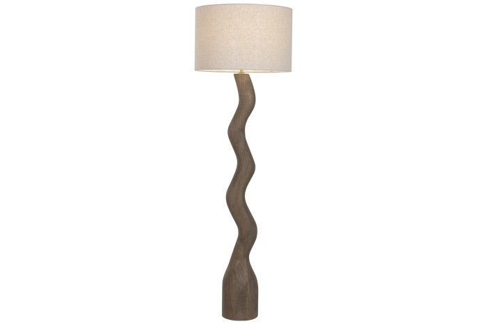 MANGO WOOD/LINEN FLOOR  LAMP
