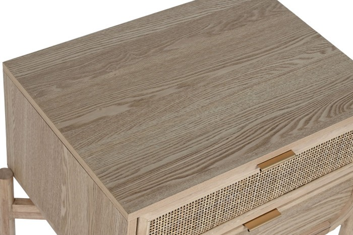 BEDSIDE TABLE FROM WOOD AND RATTAN