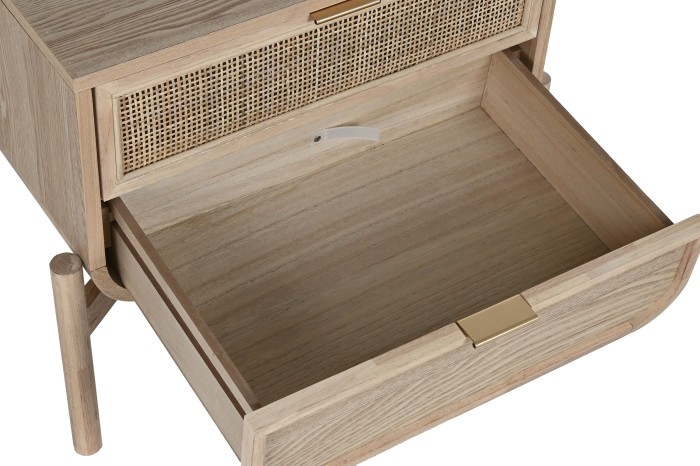 BEDSIDE TABLE FROM WOOD AND RATTAN