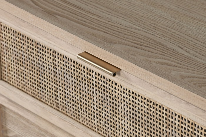 BEDSIDE TABLE FROM WOOD AND RATTAN
