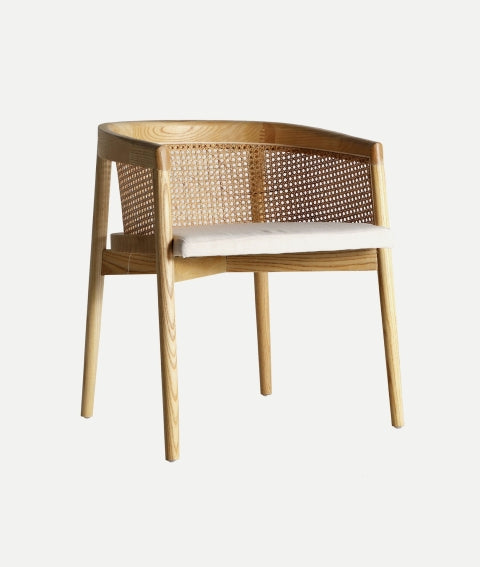 ELM RATTAN LINEN CHAIR