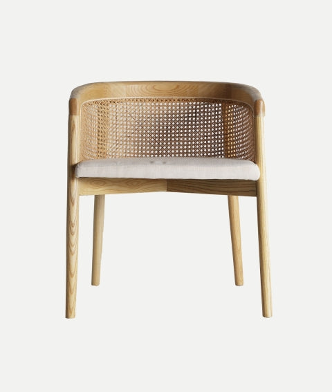 ELM RATTAN LINEN CHAIR