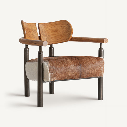 ARMCHAIR FROM TEAK WOOD AND LEATHER