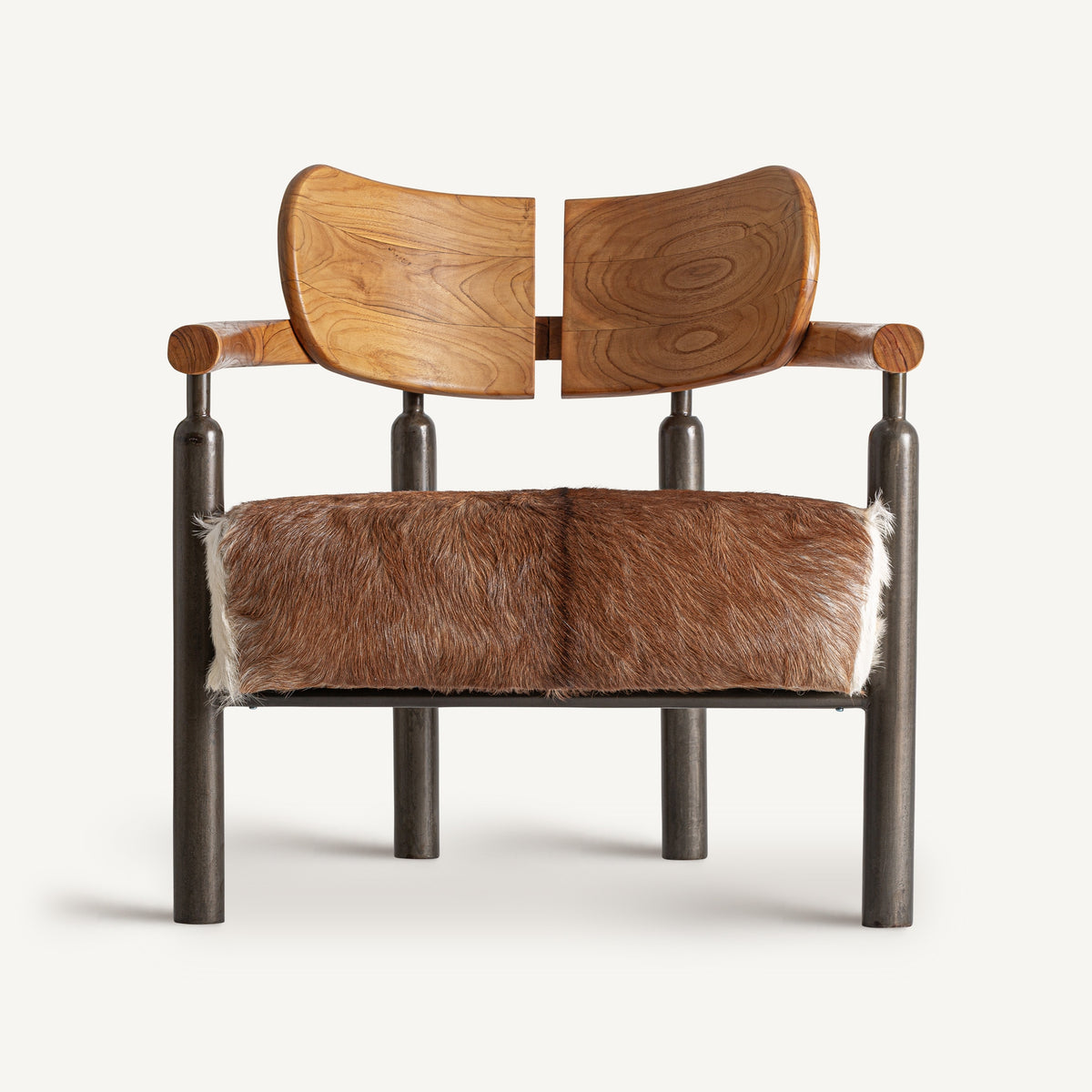 ARMCHAIR FROM TEAK WOOD AND LEATHER