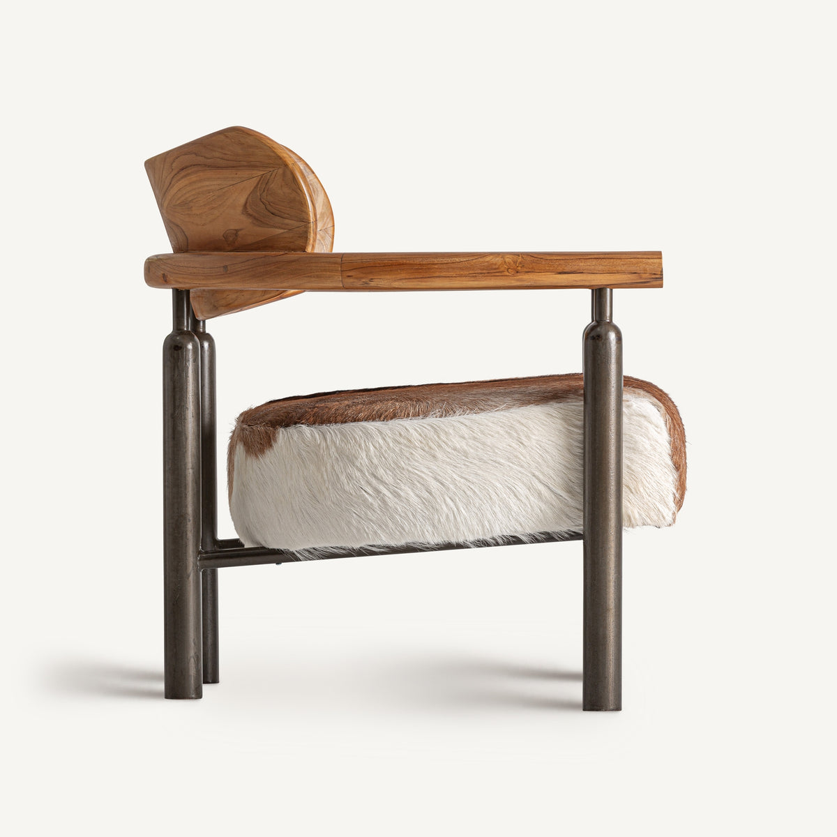 ARMCHAIR FROM TEAK WOOD AND LEATHER
