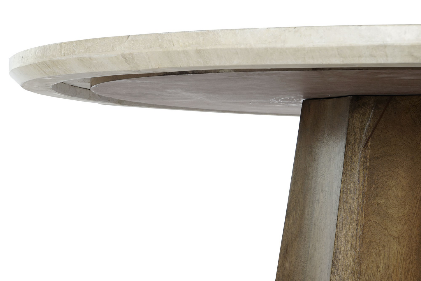 ROUND MANGO TABLE WITH TRAVERTINE TOP 120 cm