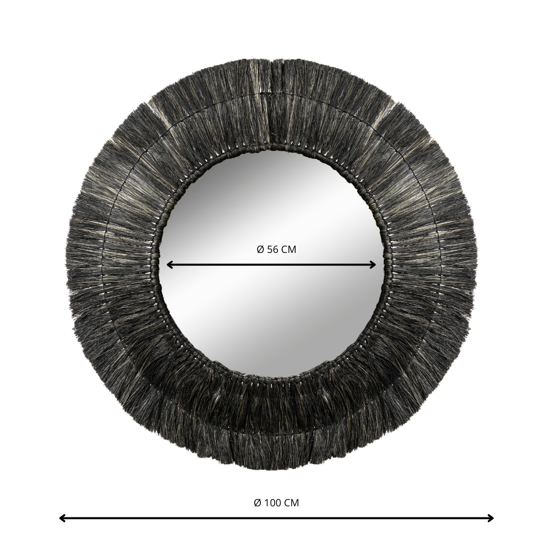 BLACK RAFFIA MIRROR